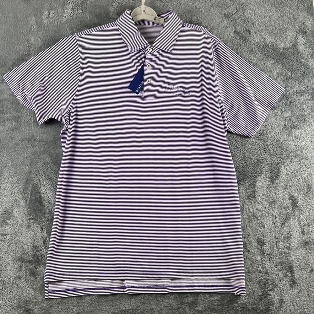 Draddy Mens Golf Polo Purple Stripe Pebble Beach ChryslerCharity Classic Large